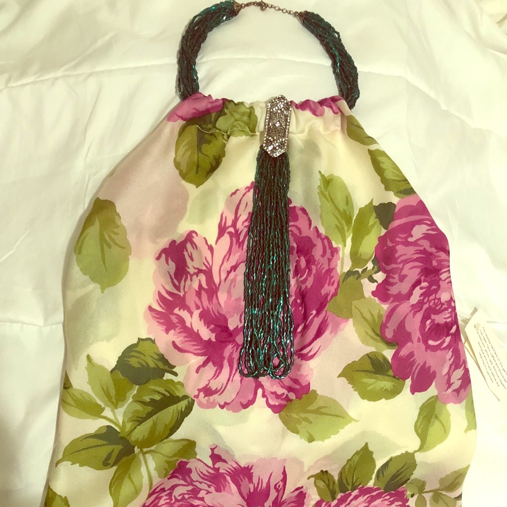 ruth, Halter Top with Beaded Choker and broach